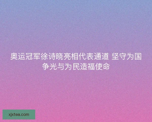 奥运冠军徐诗晓亮相代表通道 坚守为国争光与为民造福使命