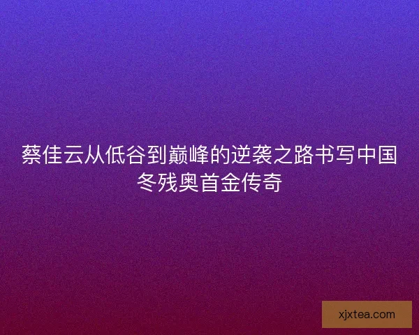 蔡佳云从低谷到巅峰的逆袭之路书写中国冬残奥首金传奇