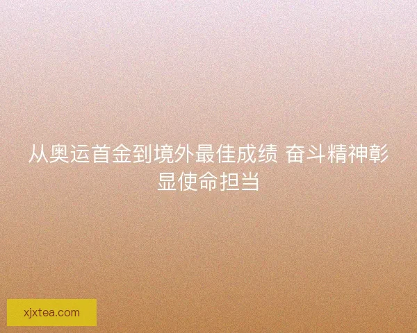 从奥运首金到境外最佳成绩 奋斗精神彰显使命担当