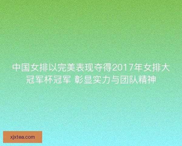 中国女排以完美表现夺得2017年女排大冠军杯冠军 彰显实力与团队精神